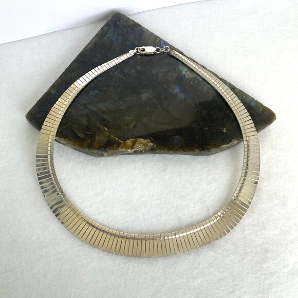 Italian Sterling Silver 925 Graduated Textured Fringe Collar Necklace 16.5" - Picture 8 of 16